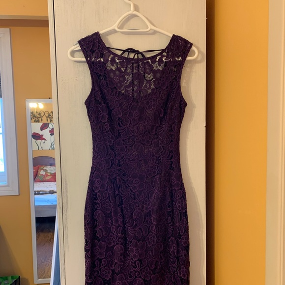 Plum Formal Lace Dress - Picture 1 of 7
